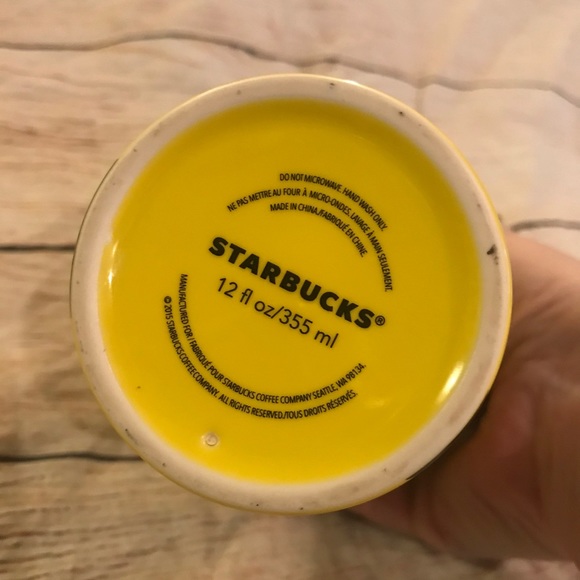STARBUCKS Yellow Black Polka Dot Ceramic Tumbler - Picture 8 of 15